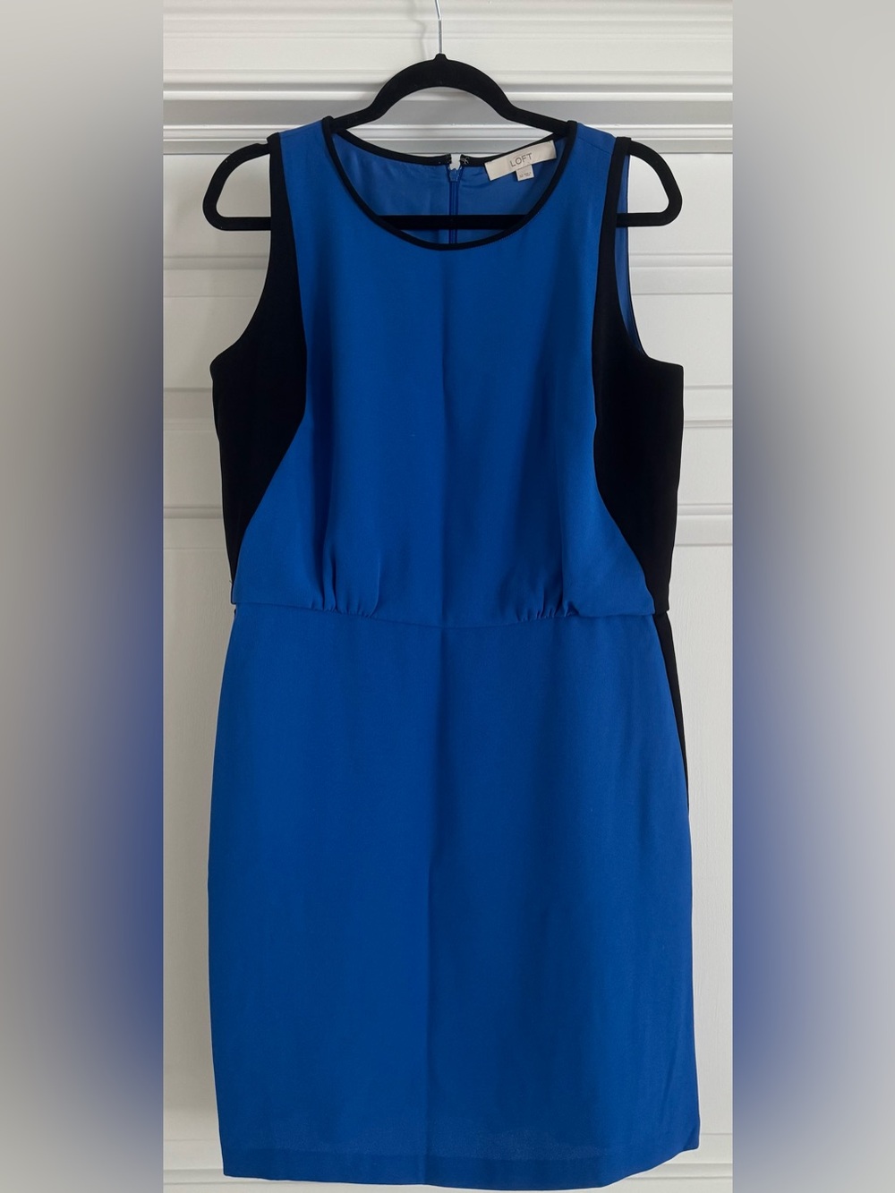 LOFT Colorblock Sleeveless Sheath Dress Size 12 Blue Black